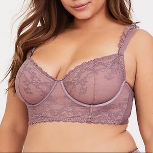 NWT - Torrid Strappy Purple Lace & Mesh PowerMesh Bra - Size 1